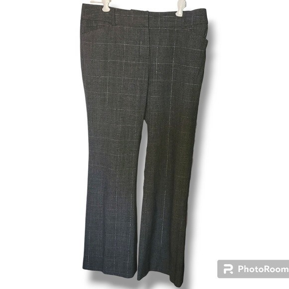 Apostrophe Dark Academia Gray Silver Petite Plaid Work Dress Carreer Pants - 4P - Picture 1 of 2